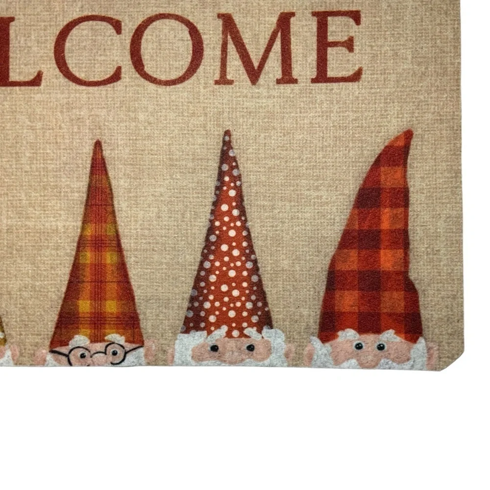 Thankful Home Accent Rug Gnome Welcome Mat Non Skid 17 x 30 in Neutral Rustic